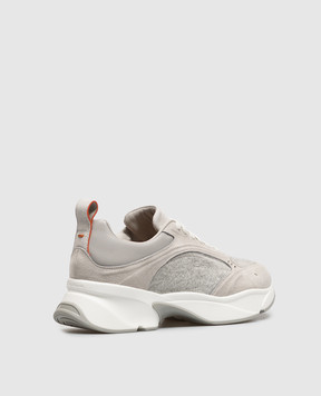 Santoni Grey combination sneakers with logo embroidery WBLY61548BGRTLIB
