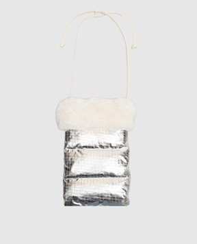 Yves Salomon Enfant Children's silver bag with rabbit fur 27WEA008XXDOXW