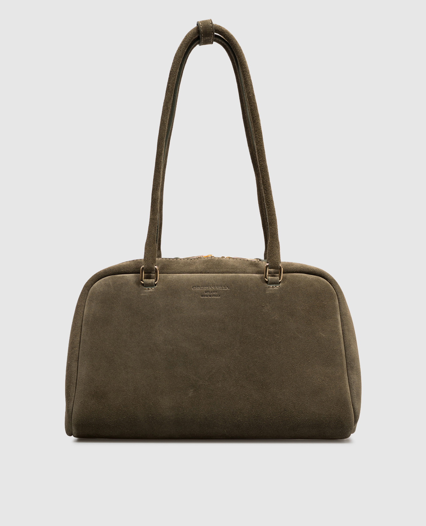 Khaki suede tote bag