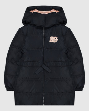 Dolce&Gabbana Children's blue down jacket with monogram patch L5JBS9G7Q2B812+