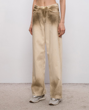 Ballantyne Beige jeans with logo patch BLT198UCT1A