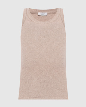 Peserico Beige melange ribbed top with chain A08623J005669