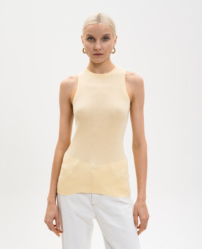 LISA YANG Amya yellow ribbed cashmere top 2026048