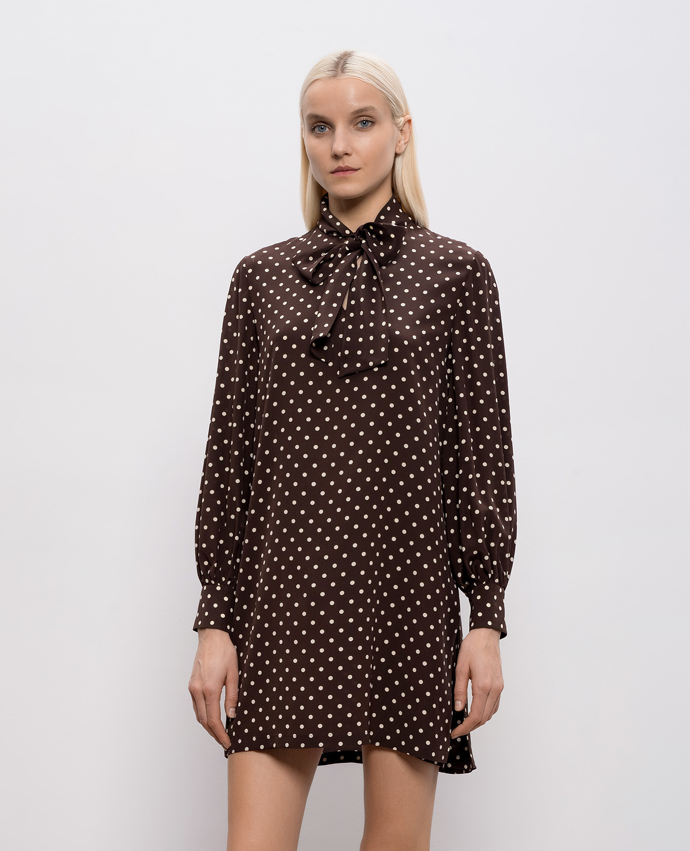 

Brown polka dot silk dress Valentino