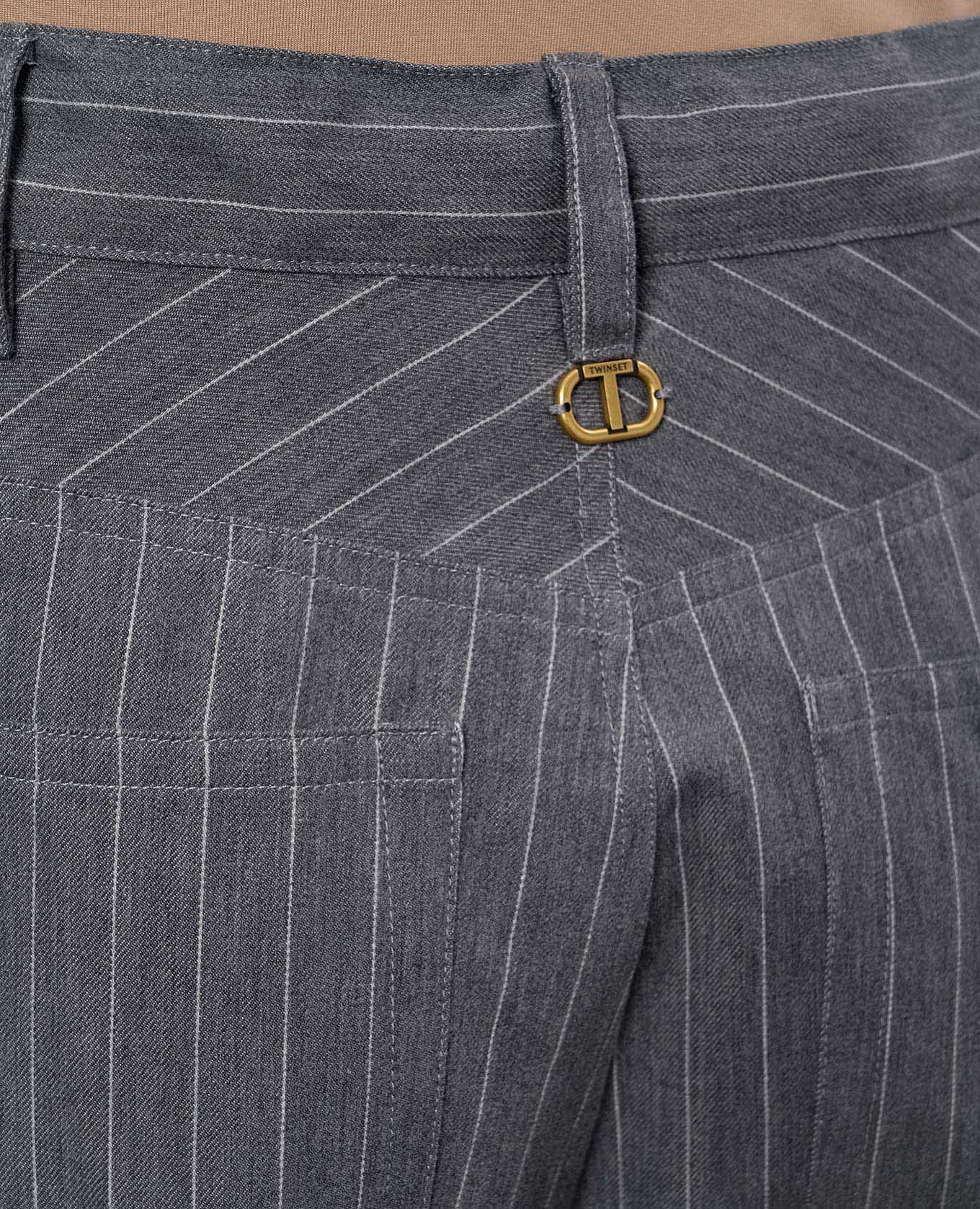 Gray striped wool pants Twinset 5