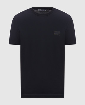 Dolce&Gabbana Blue T-shirt with textured patch G8PV1TG7Q1Q