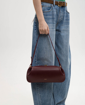 YUZEFI Burgundy leather baguette Oyster OYSTERCLUTCH