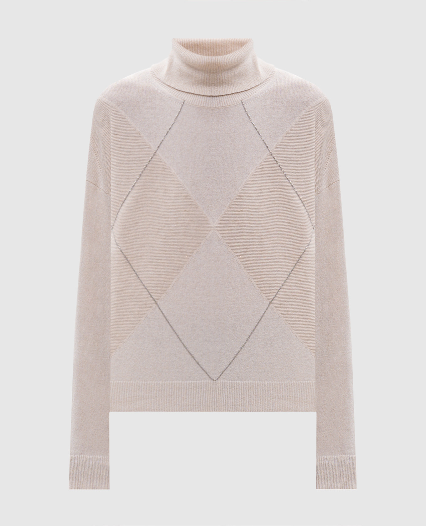 Beige wool, silk and cashmere sweater