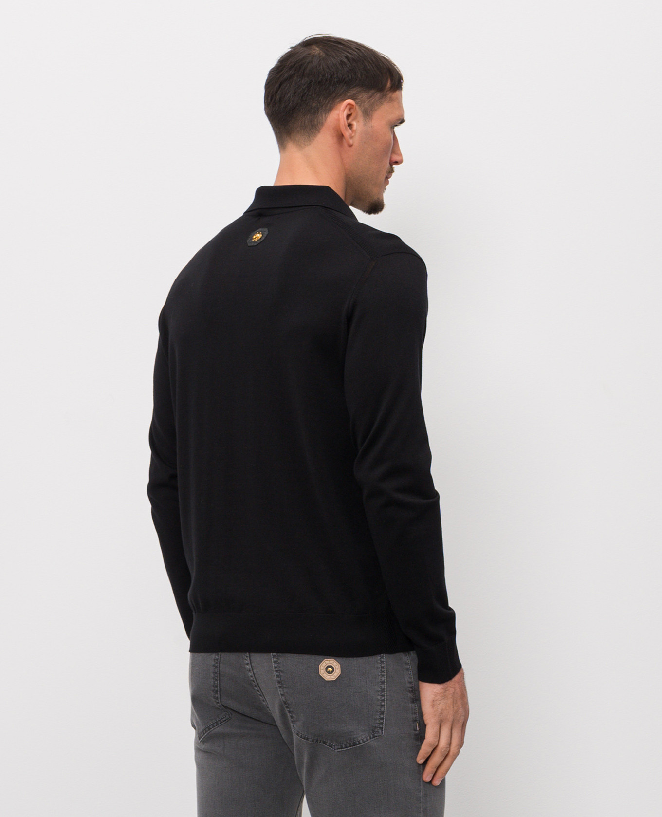 

Black long-sleeved polo shirt with silk Stefano Ricci