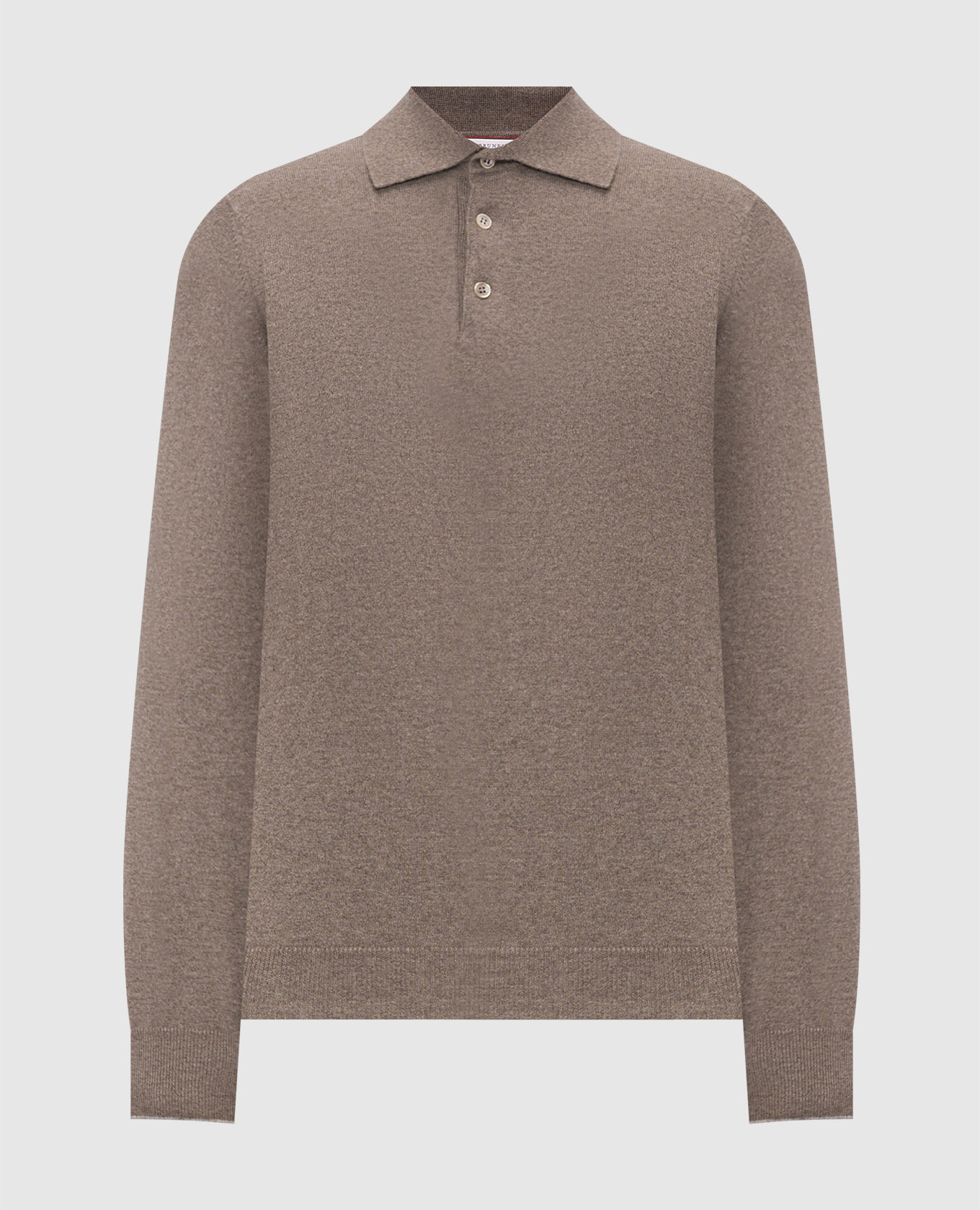 Brown cashmere polo shirt