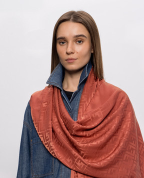 Fendi Terracotta silk scarf with woven pattern FXT185ANBE