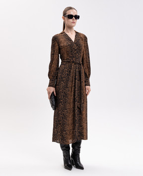 Twinset Brown dress with reptile print 262TT2600