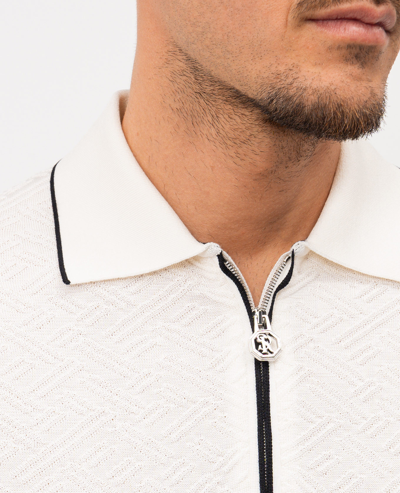 

White patterned silk polo shirt Stefano Ricci