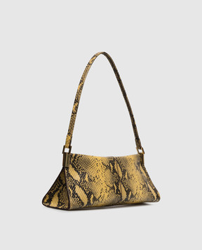 Balmain Yellow leather trapezoid bag 64-83 with reptile leather embossing HN0AE095LVPI