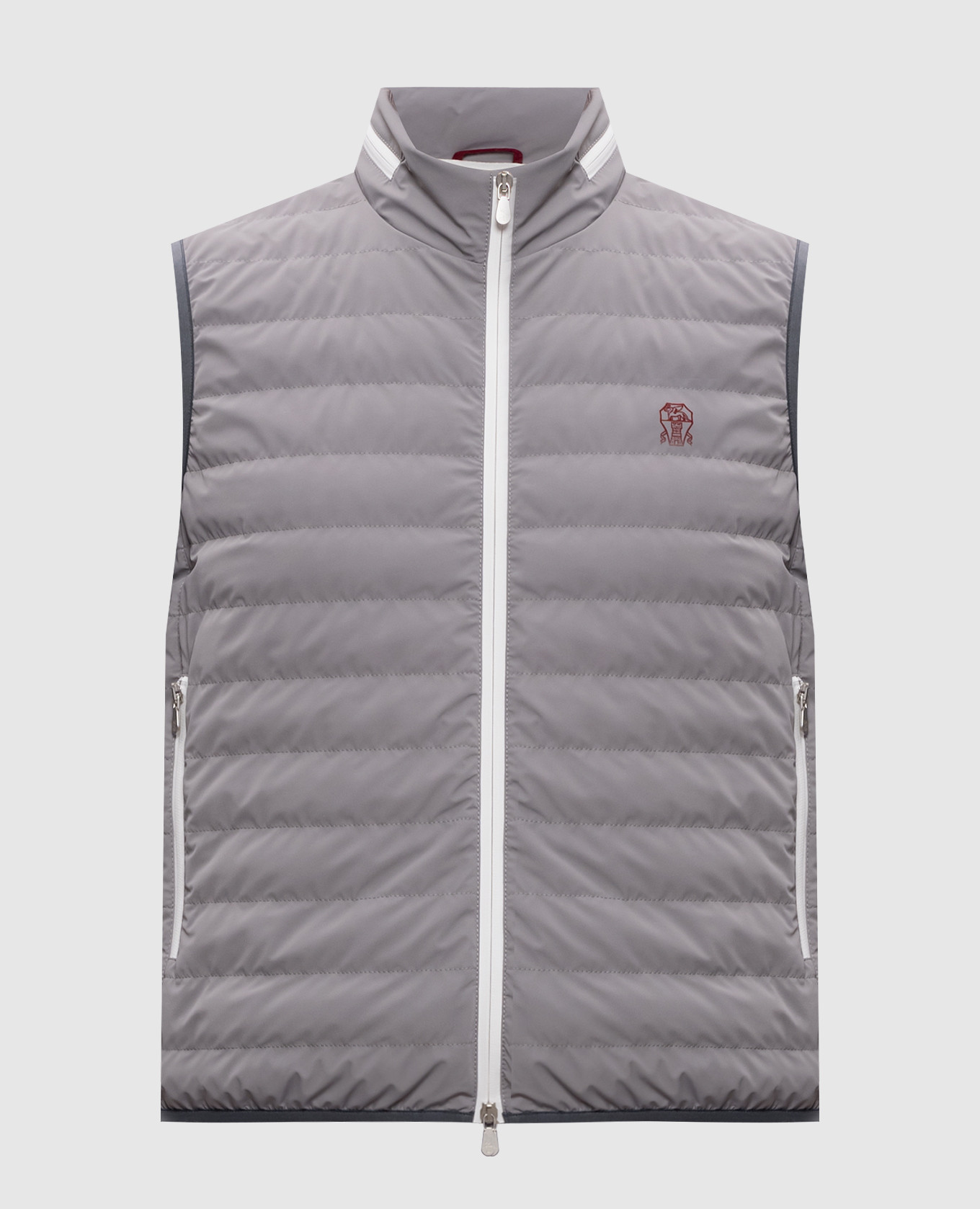 

Grey down vest with emblem Brunello Cucinelli