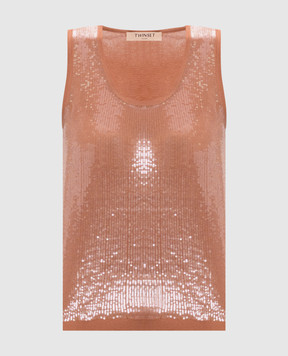 Twinset Brown top with sequins 261TP3301