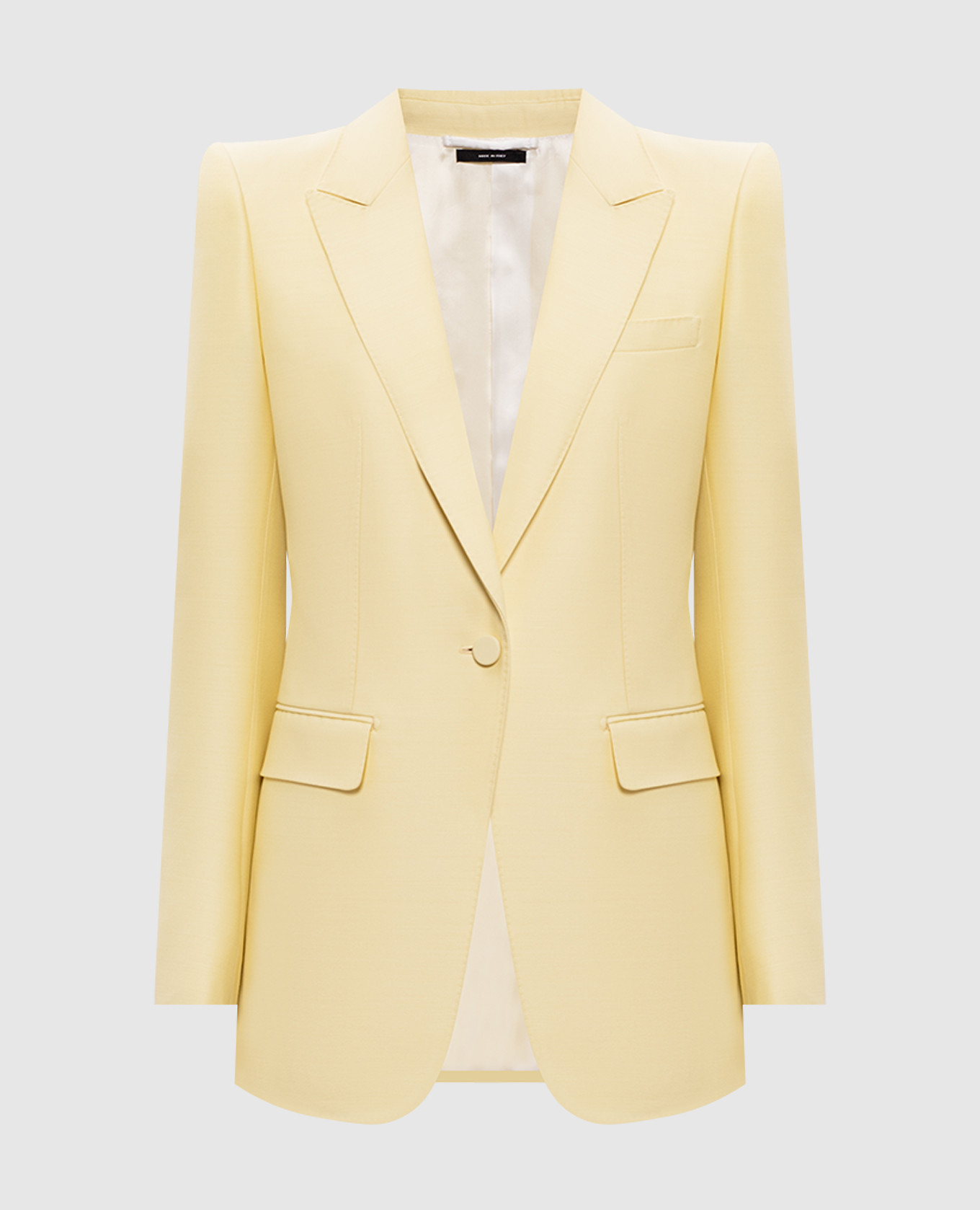

Yellow wool and silk jacket with accent shoulders Tom Ford