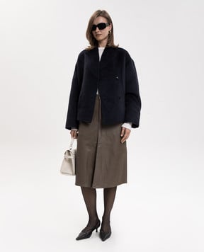 Loulou de Saison Blue double-breasted alpaca wool jacket WES