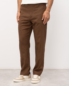 Officina 36 Brown Siano linen pants 0275100569