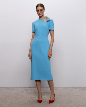 David Koma Blue sheath dress with applique SS26DK40D