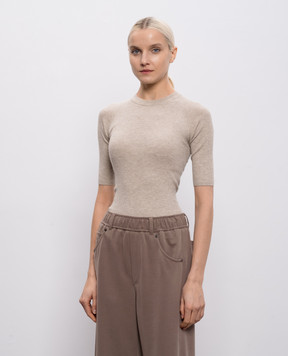 Brunello Cucinelli Beige cashmere top with lurex M9A822200
