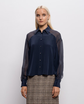 Brunello Cucinelli Blue silk blouse MB993M1A16