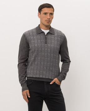 Stefano Ricci Gray wool, silk and cashmere polo shirt KE04004P30E26361