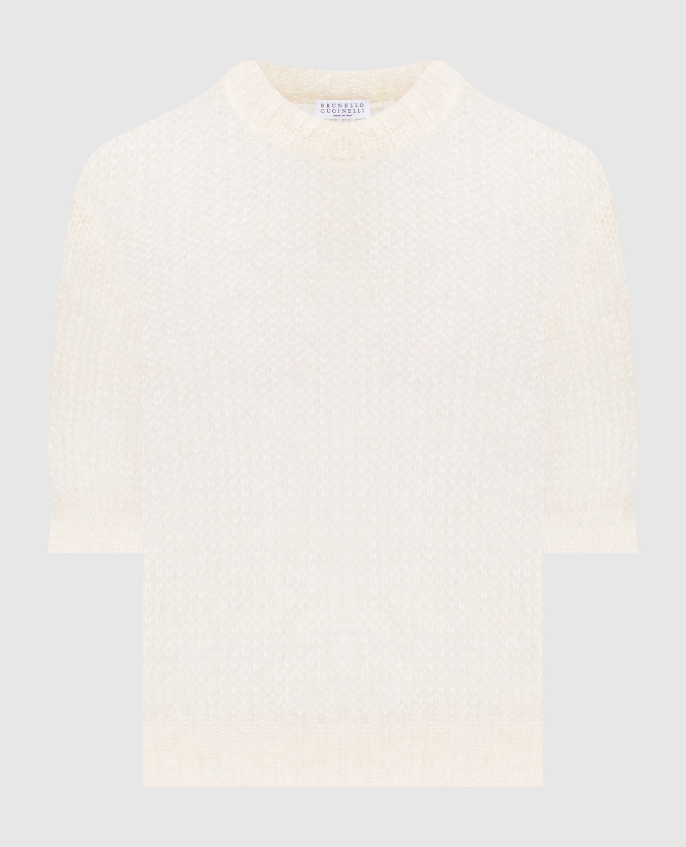 Ivory wool sweater with short sleeves
