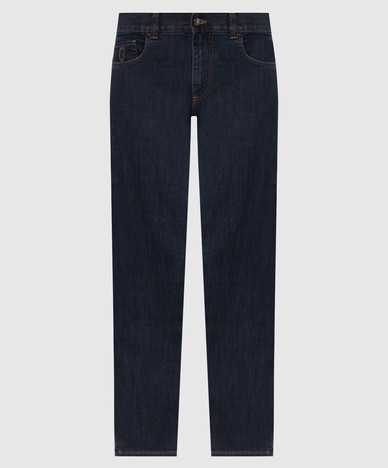 Blue jeans with logo patch