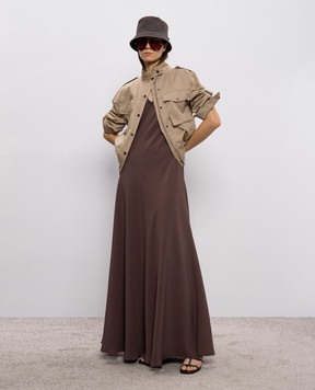 Brunello Cucinelli Brown maxi dress with silk MA029A5450