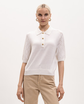 Balmain Ivory wool polo shirt HF1GB040KJ99