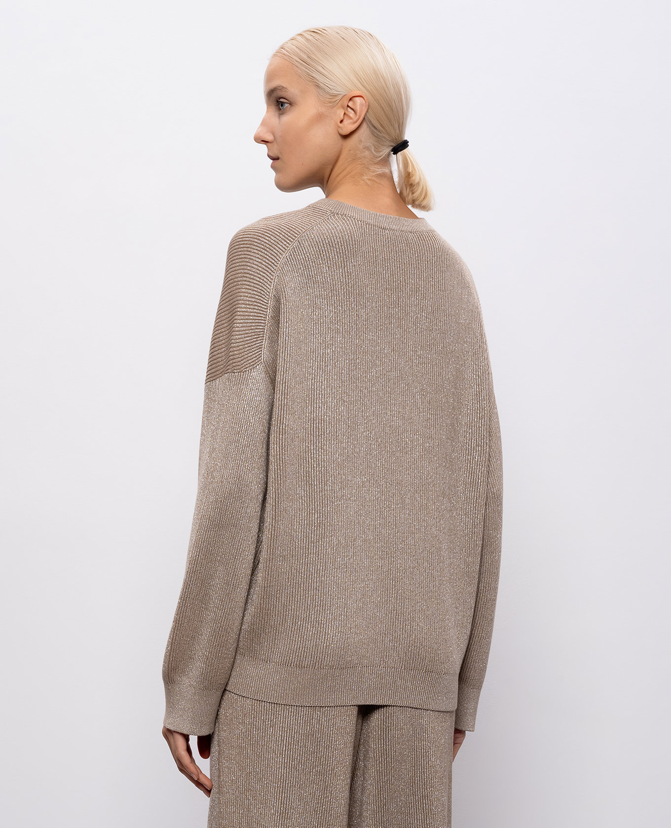 

Beige ribbed jumper with lurex Brunello Cucinelli