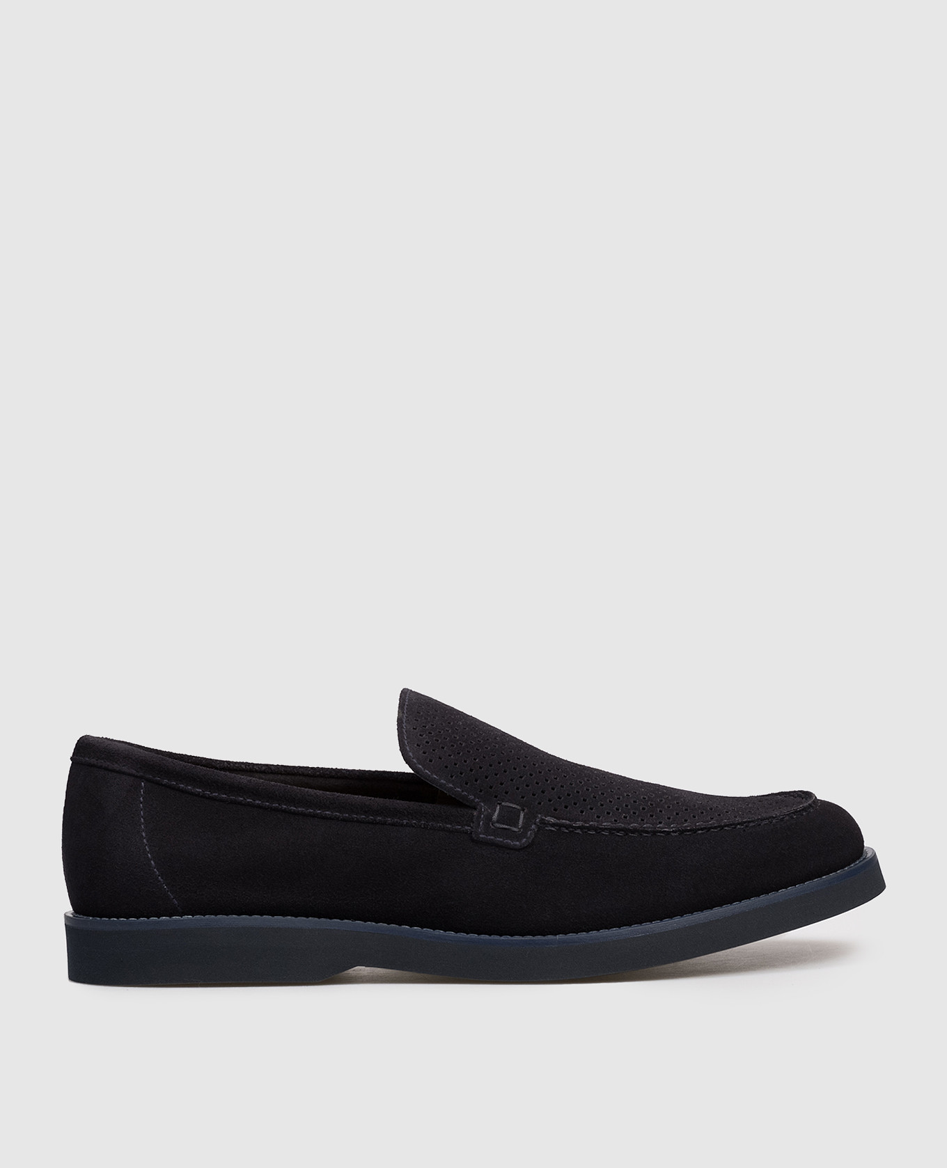 Blue suede loafers with perforations Doucal's
