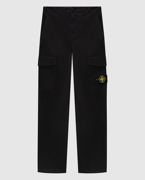 Stone Island Black cargo pants with logo patch L1S153100023S0012