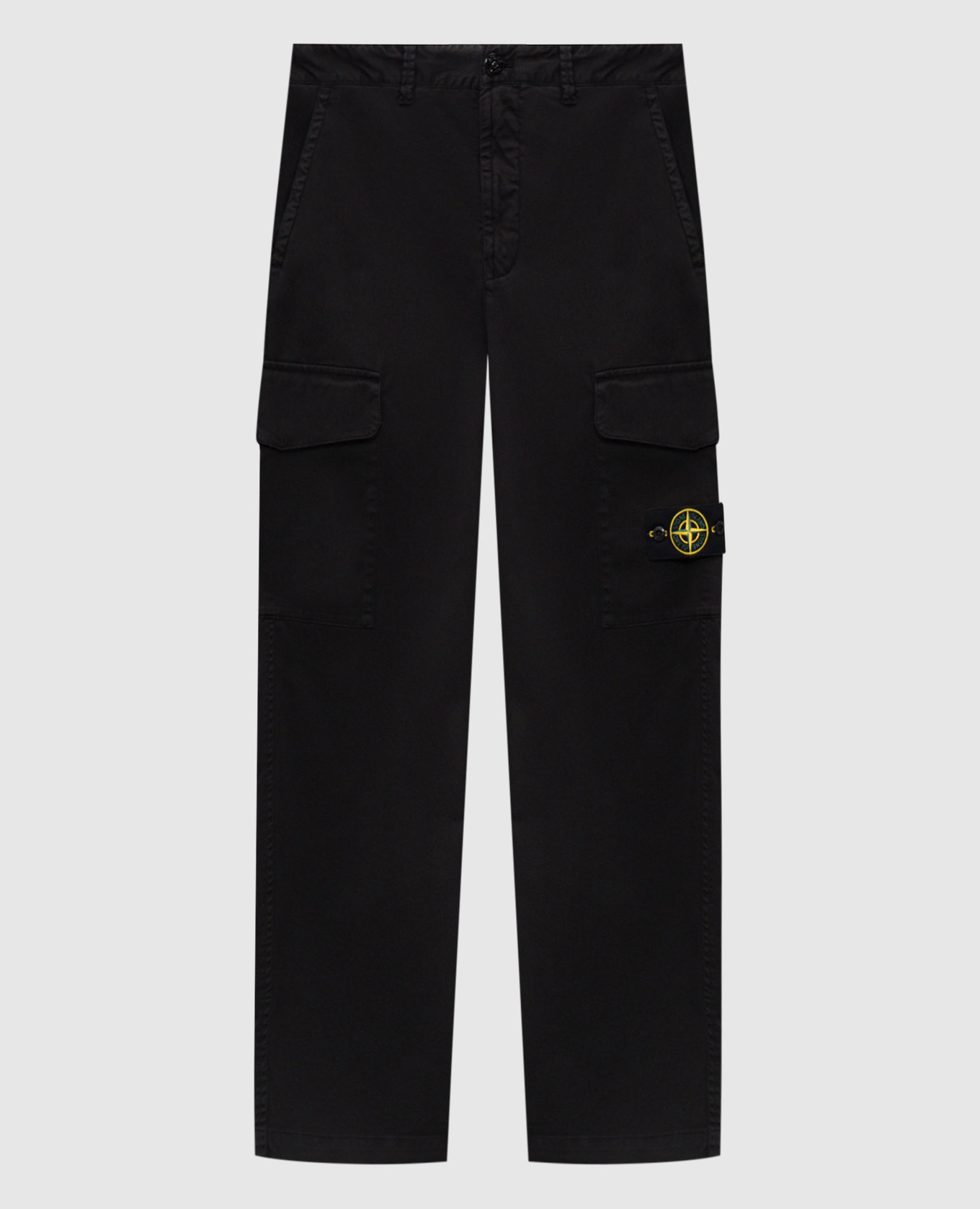 Black cargo pants with logo patch