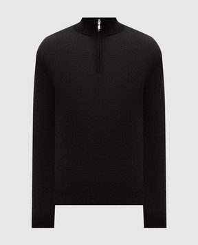 Doriani Cashmere Black wool, silk and cashmere jumper with zipper 1818179