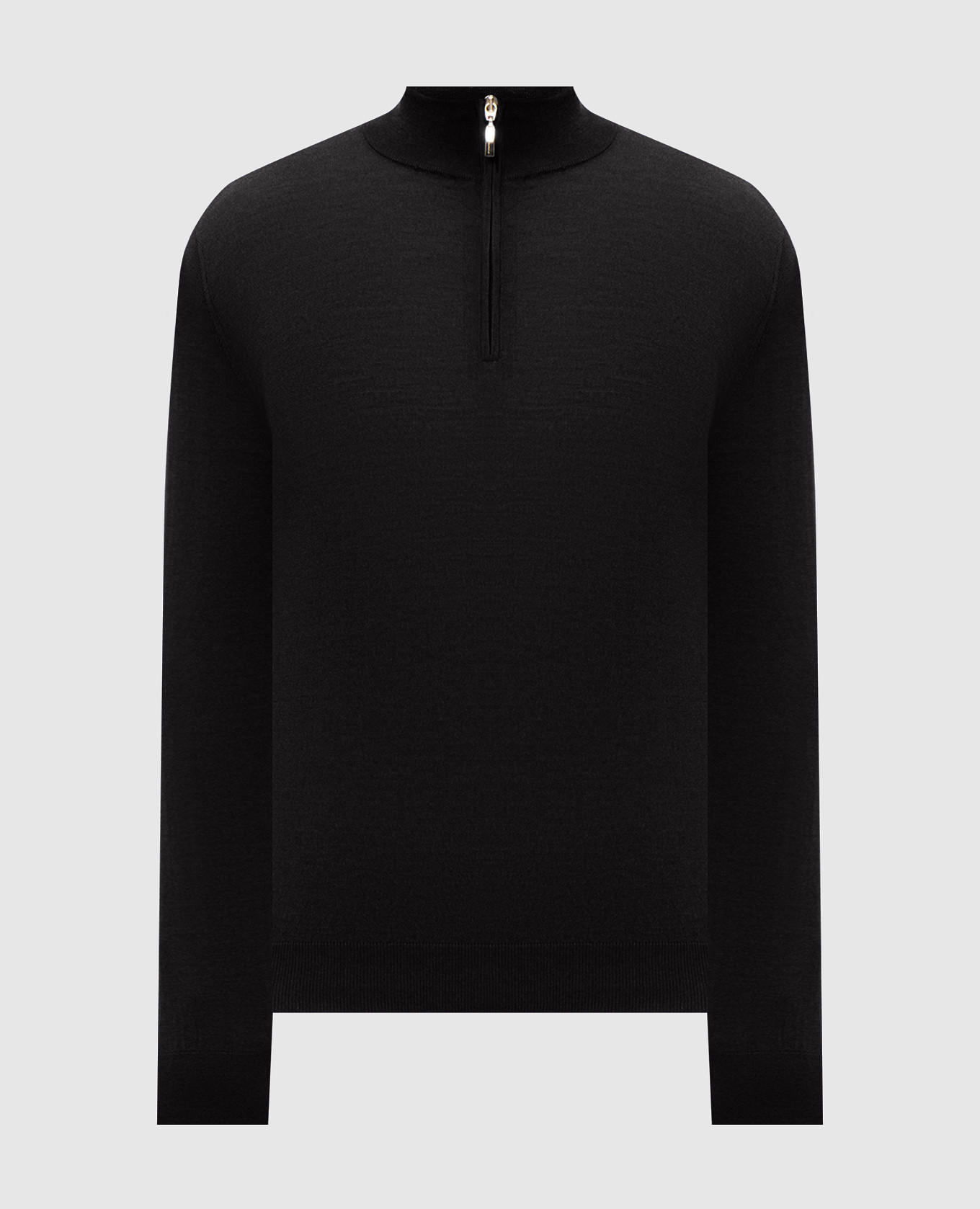 Black wool, silk and cashmere jumper with zipper