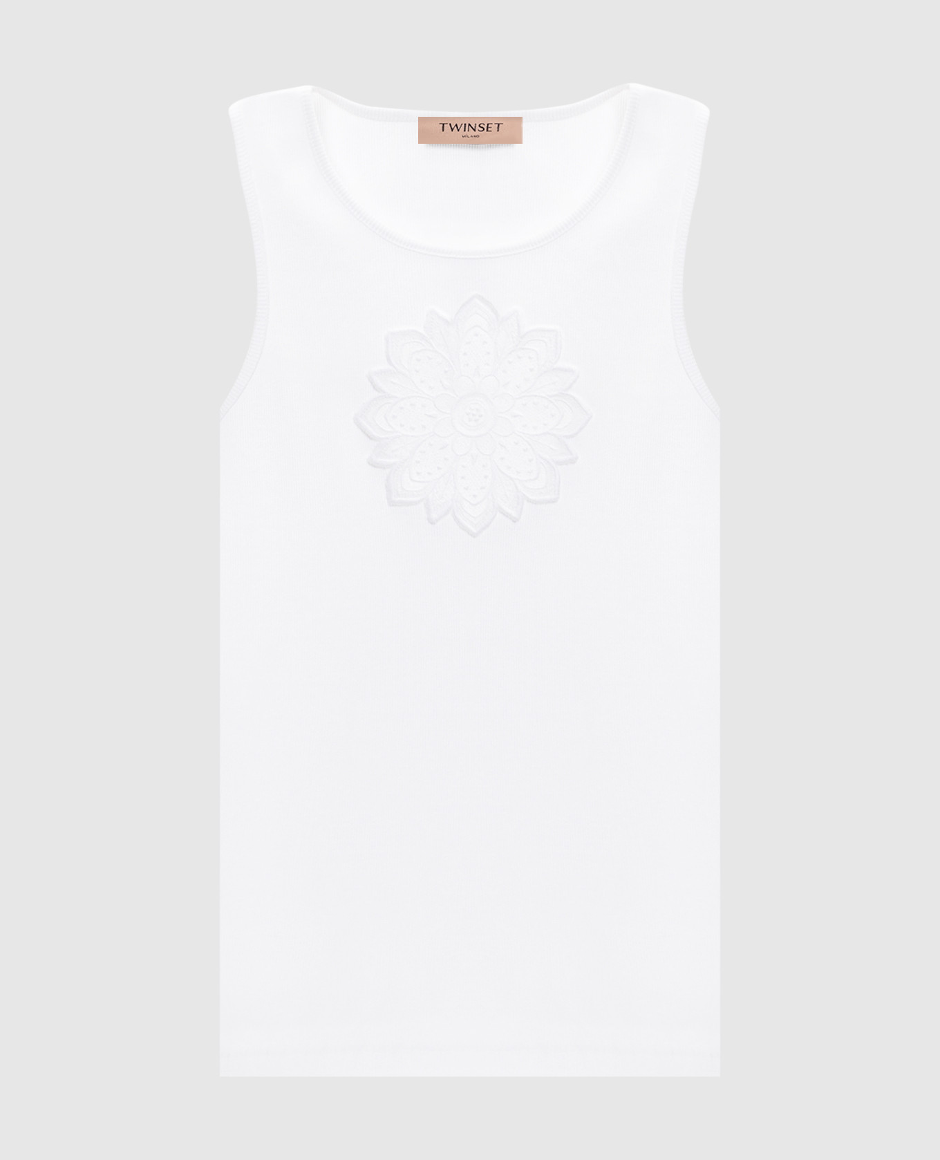 White ribbed top with logo