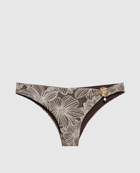 Twinset Brown floral swimsuit briefs 261LMMB77