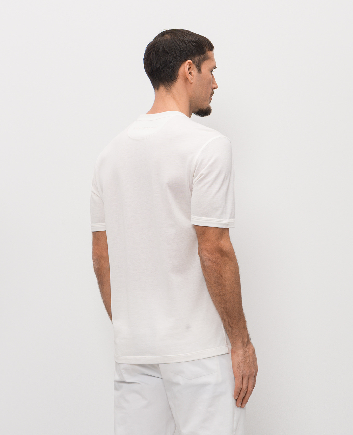 

White silk T-shirt with logo embroidery Stefano Ricci