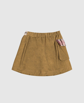 Palm Angels Children's khaki skirt with logo pattern F6PAJGSK136