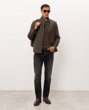 Doriani Cashmere Brown wool, silk and cashmere polo shirt 18057ZIP79