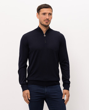 Stefano Ricci Blue wool jumper with zipper K303025L01F26345