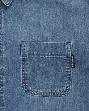Palm Angels Children's blue denim shirt with logo print PBYD006S26DEN001