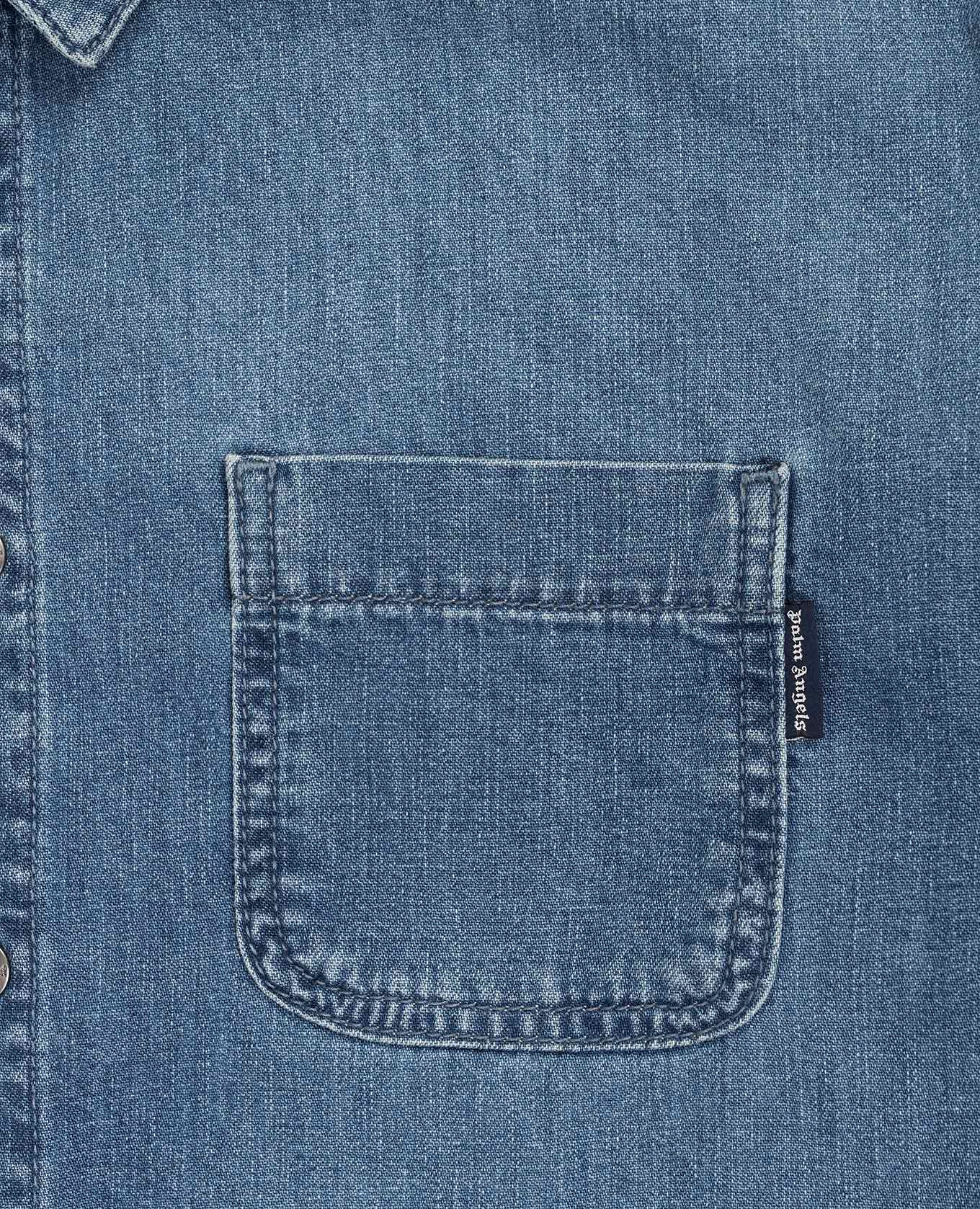 

Children's blue denim shirt with logo print Palm Angels