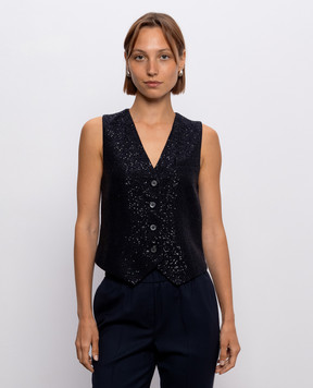 Peserico Blue sequined wool vest A03531D01515