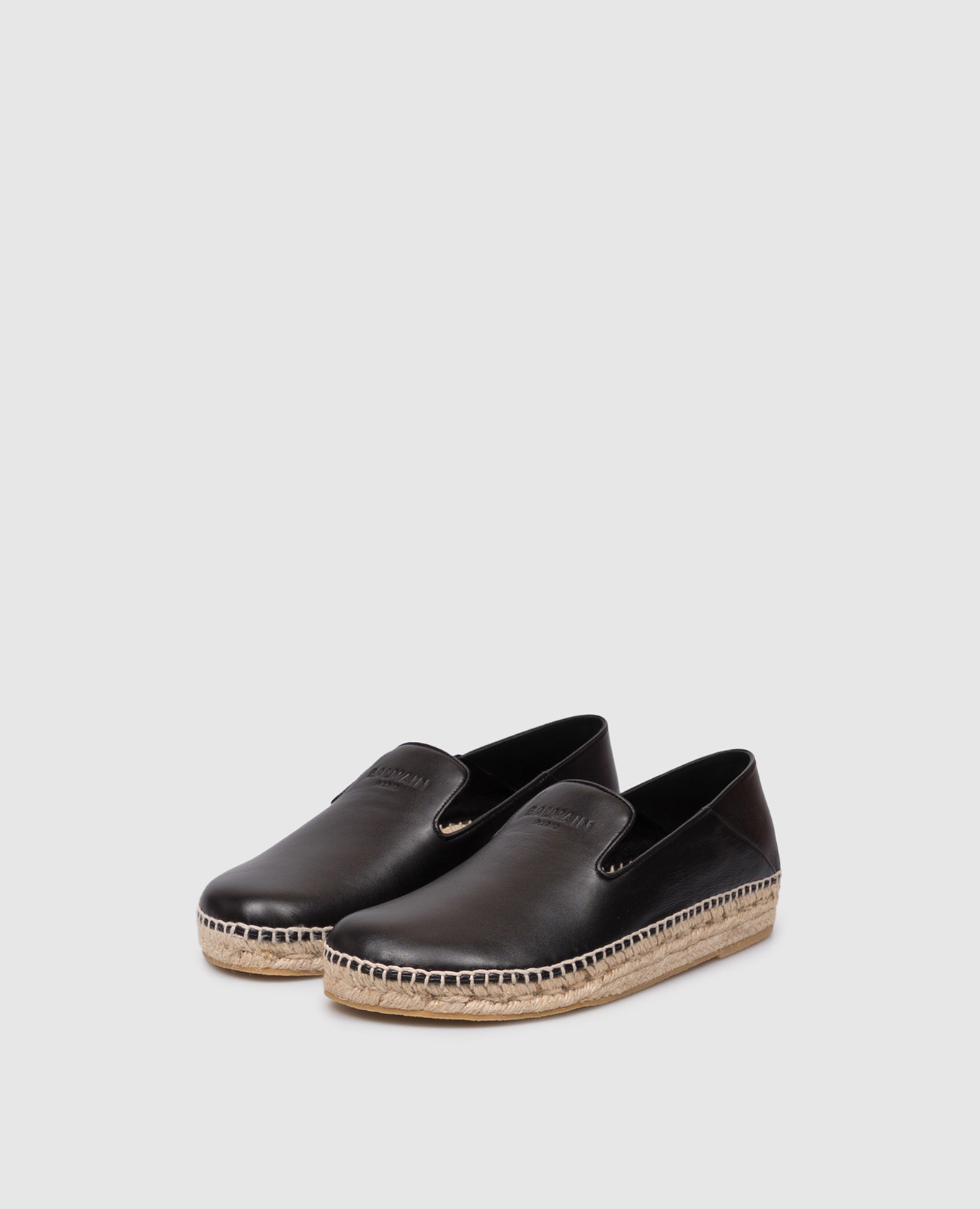 Black leather espadrilles with embossed logo Balmain 2