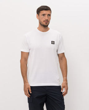 Stone Island White T-shirt with contrast logo patch L2S152100027S0013