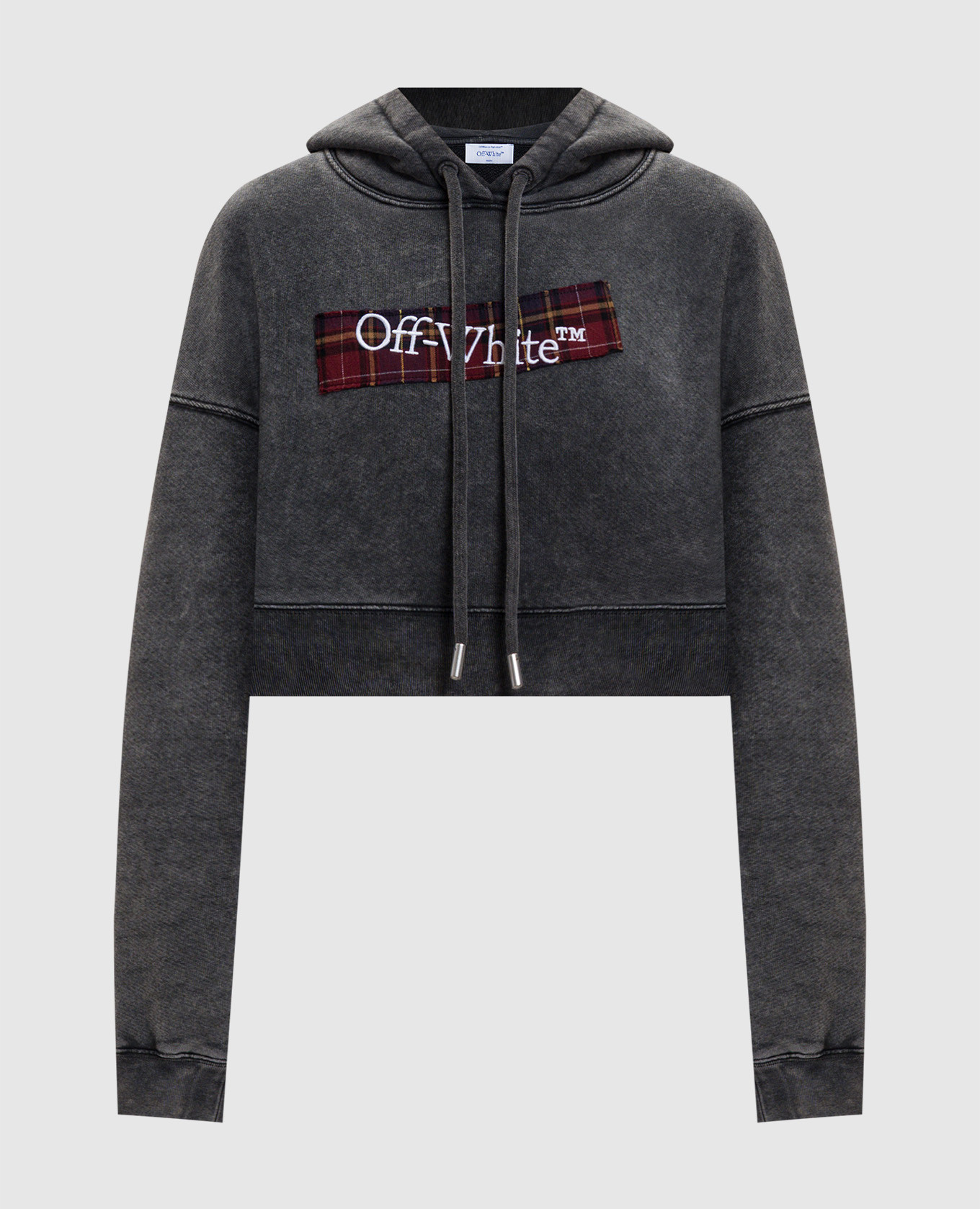 Bookish Crop Logo Hoodie in Grey Off-White