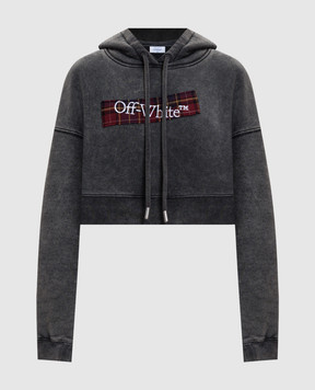 Off-White Bookish Crop Logo Hoodie in Grey OWBB056F25FLE003